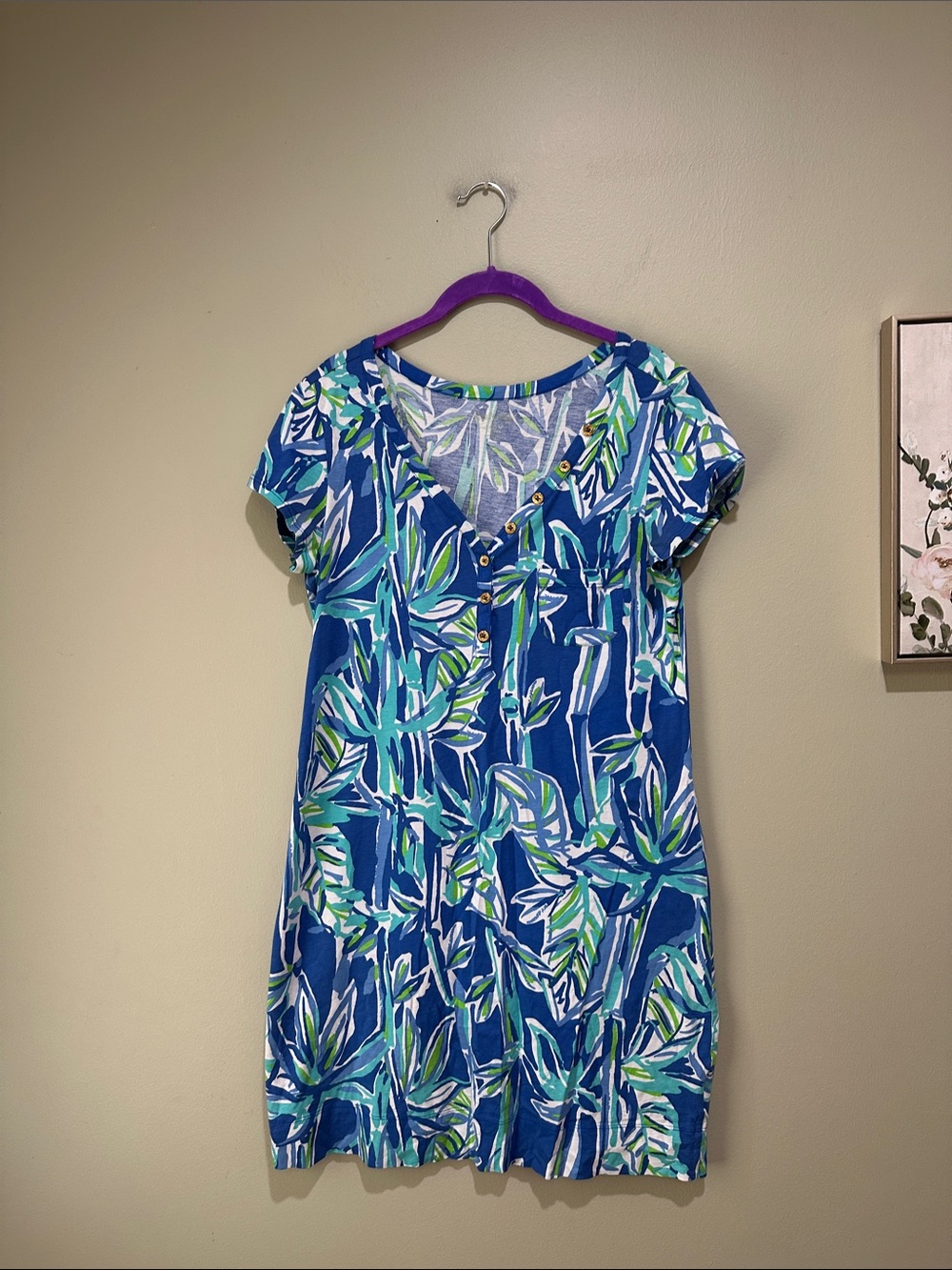 🌹Lilly Pulitzer Blue Tropical Leaf Midi Dress